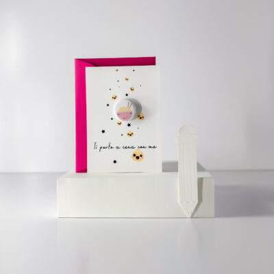 Cartoline con spilla - "Ti porto a cena con me"